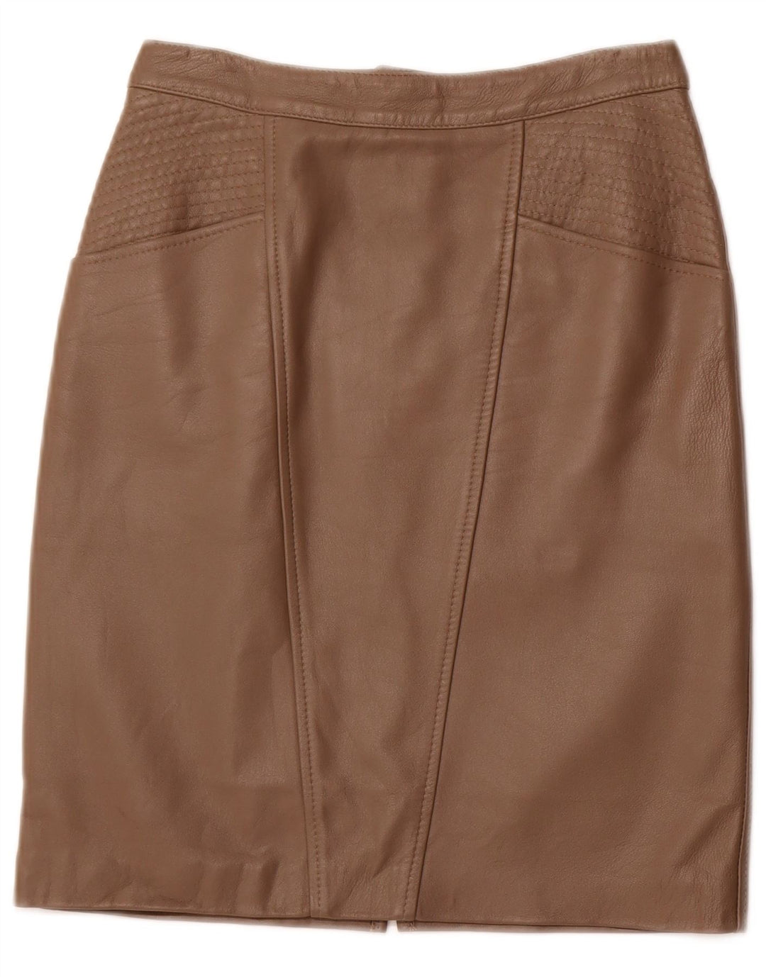 VINTAGE Damen Lederrock mit hoher Taille IT 42 Medium W26 Braunes Leder