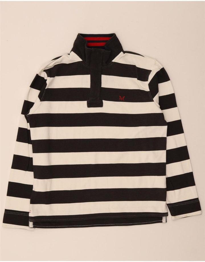 Crew Clothing Herren-Sweatshirt mit Reißverschluss am Hals, Mittelschwarz, gestreift, Baumwolle