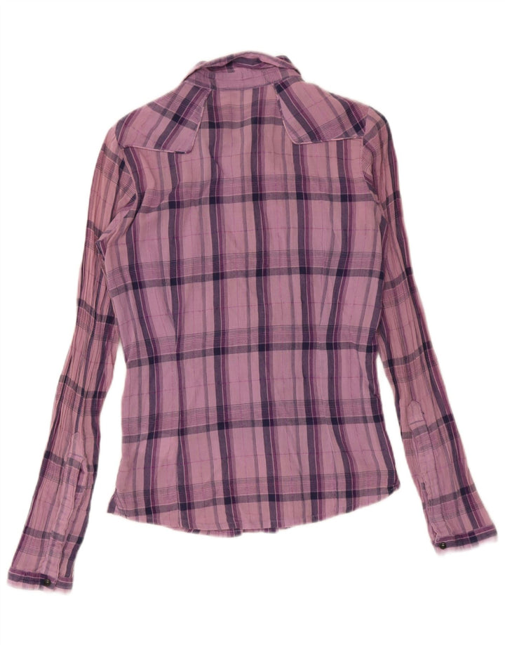 Lee Womens Shirt UK 10 Small Lila karierte Baumwolle