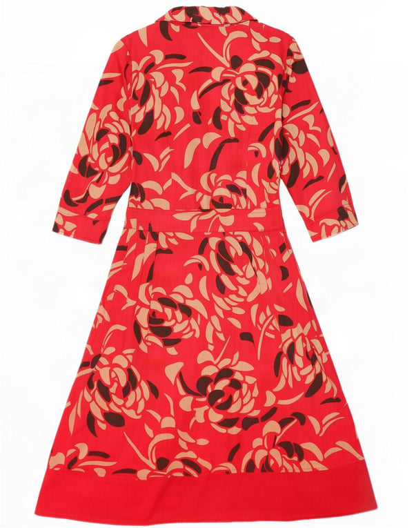 Monsoon Womens 3/4 Sleeve Wrap Dress UK 8 Small Red Floral Cotton