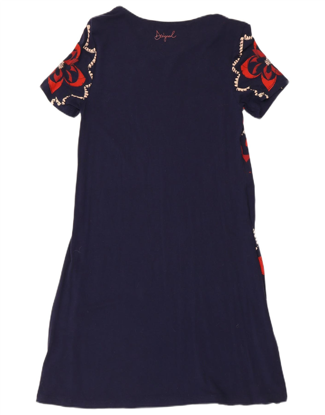 DESIGUAL Damen-A-Linien-Kleid, Größe S, Marineblau, Viskose mit Blumenmuster
