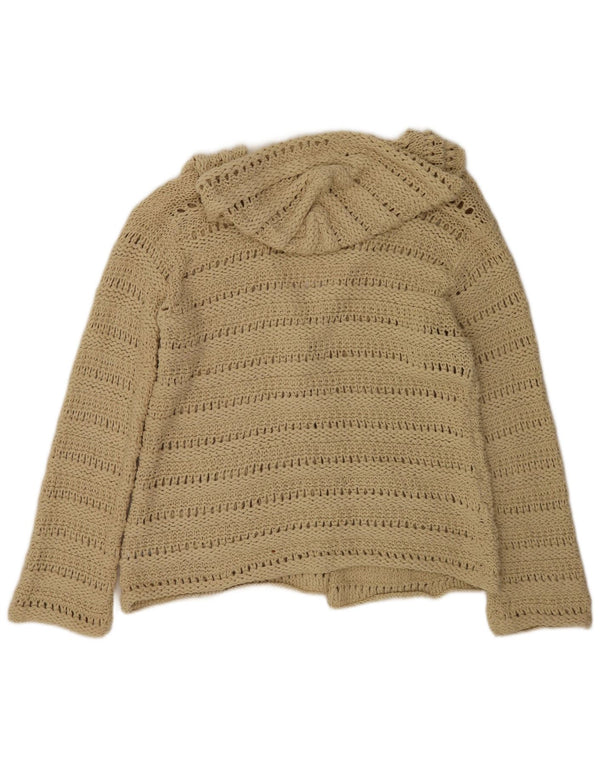 Marks & Spencer Womens Hooded Cardigan Sweater UK 16/18 Large Brown Acrylic