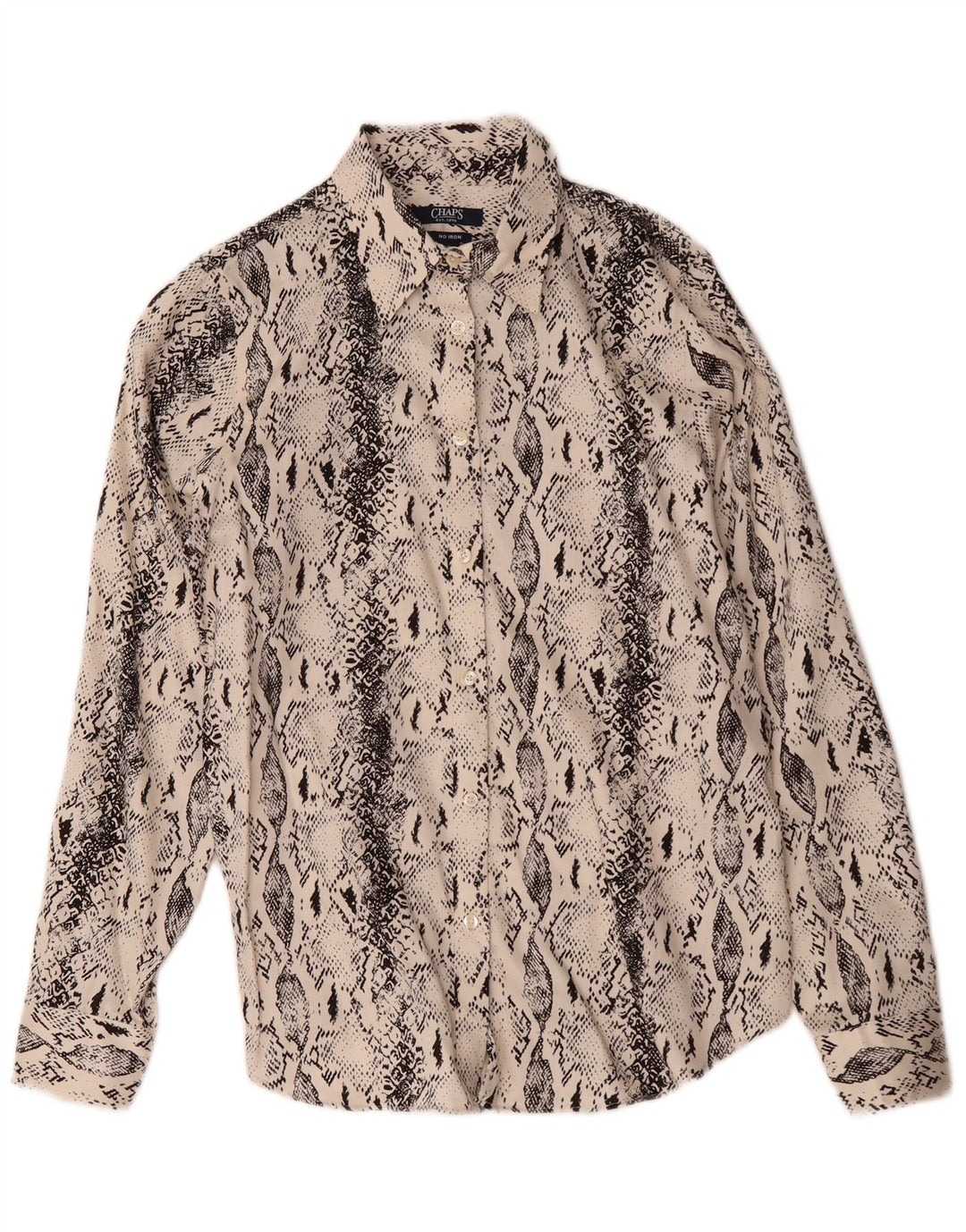 Chaps Damenhemd UK 14 Mittelbeige Baumwolle mit Animal-Print