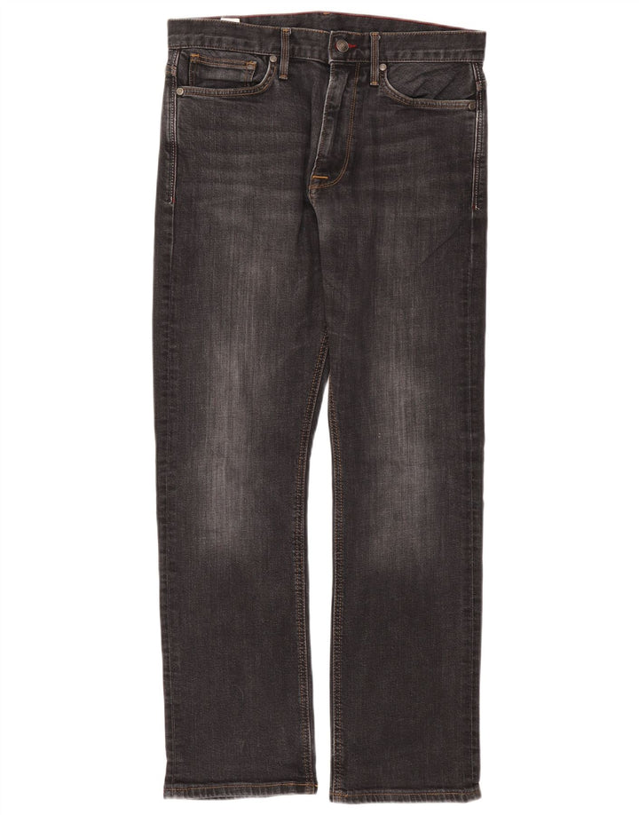 Marks & Spencer Herren Blue Harbor Straight Jeans W34 L31 Schwarze Baumwolle