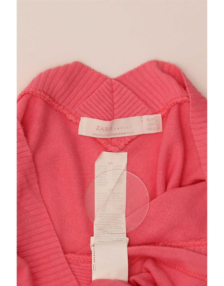 Zara Damen Top Langarm UK 12 Large Rosa Viskose