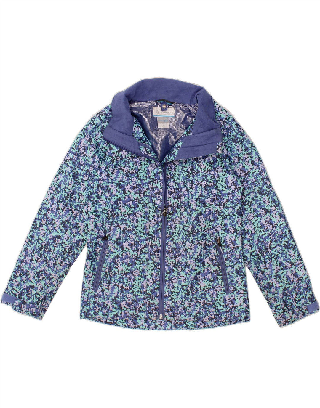 COLUMBIA Girls Windbreaker Jacket 10-11 Years Medium Blue Flecked Vintage Columbia and Second-Hand Columbia from Messina Hembry 