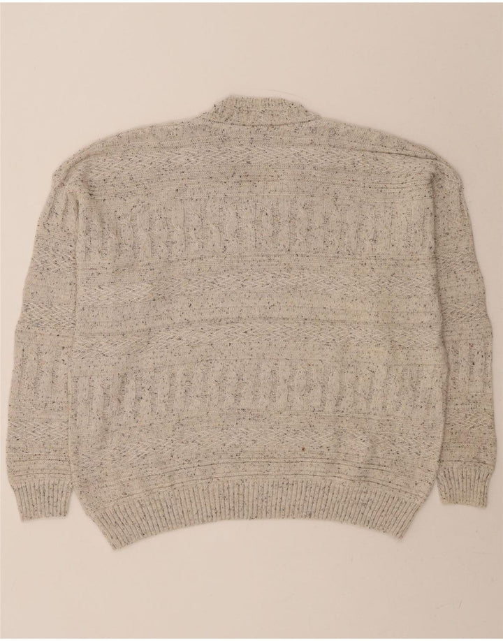 SETTEBELLO Mens Loose Fit V-Neck Jumper Sweater Medium Beige Flecked Vintage Settebello and Second-Hand Settebello from Messina Hembry 