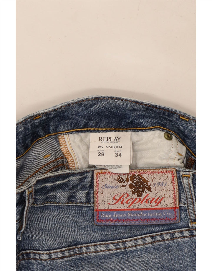 REPLAY Damen Straight Jeans W28 L30 Blaue Baumwolle