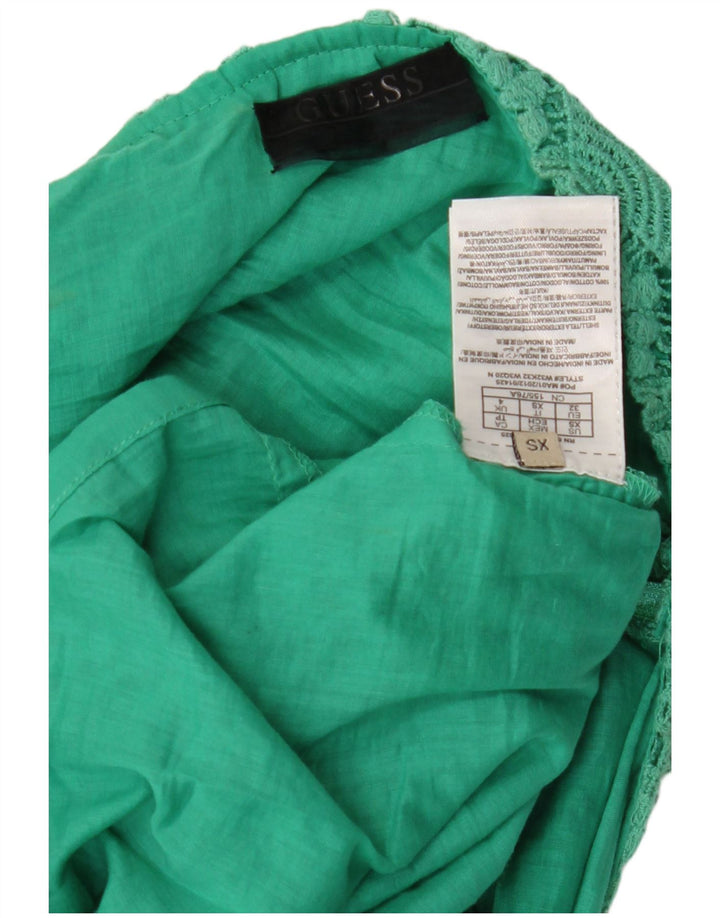 GUESS Damen Spitzenkleid mit Neckholder, UK 4 XS, grüne Baumwolle