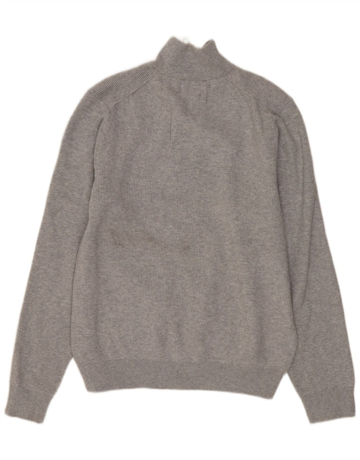 Marks & Spencer Damen-Pullover mit Reißverschluss am Hals, Gr. 40, Größe L, Grau, Baumwolle