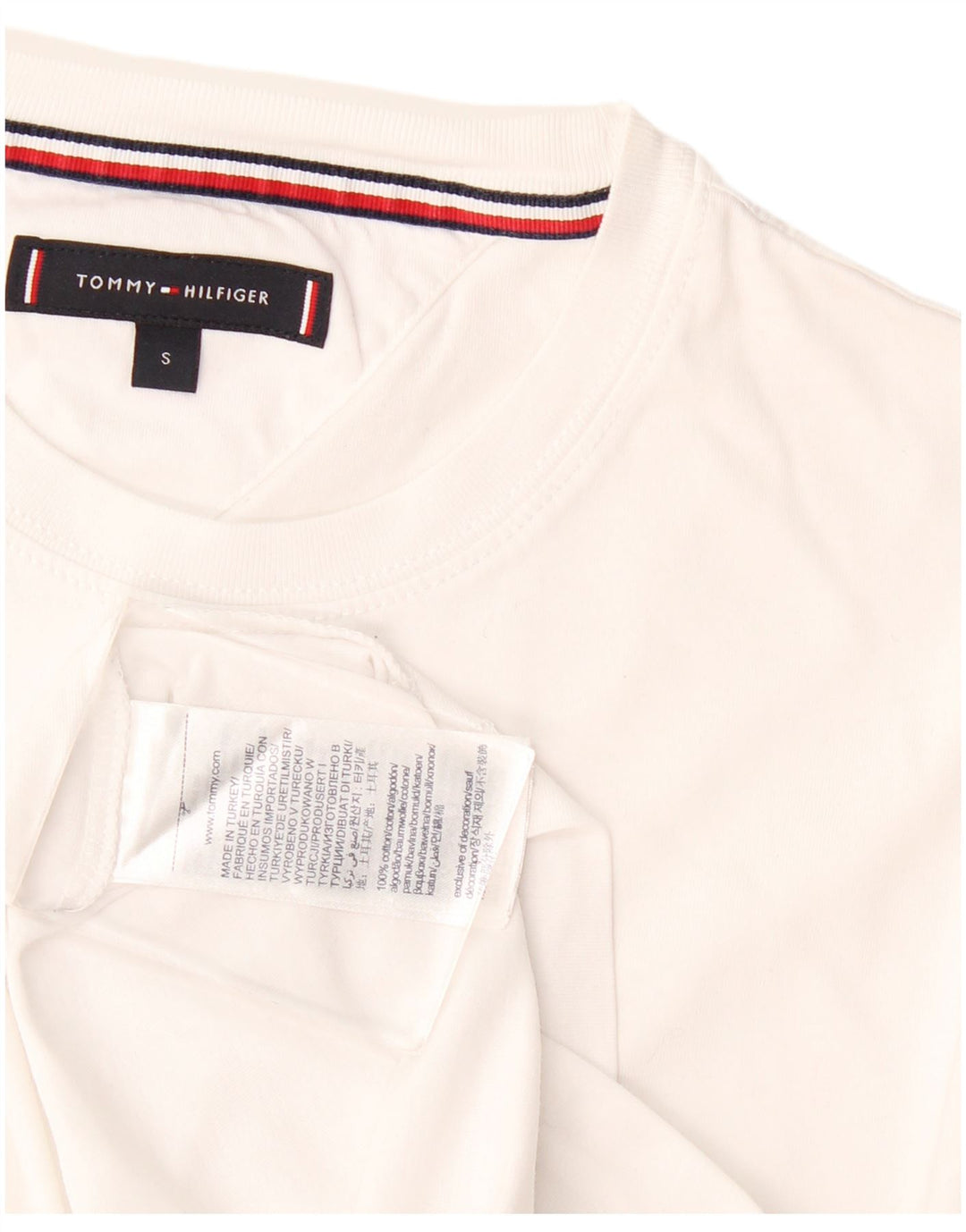 Tommy Hilfiger Herren T-Shirt Top Small Weiß Baumwolle