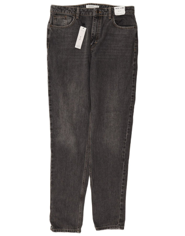 Topshop Damen Mom Tapered Jeans UK 14 Large W32 L36 Graue Baumwolle