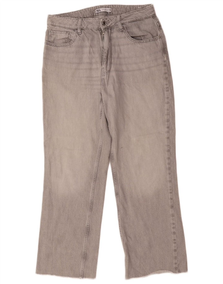 Zara Damen Straight Jeans EU 42 Large W32 L28 Graue Baumwolle