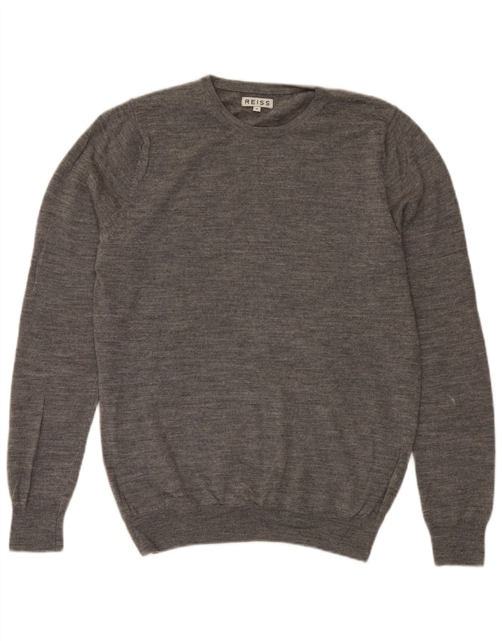 Reiss Herren-Pullover mit Rundhalsausschnitt, Mittelgrau meliert