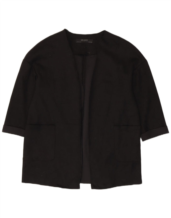 ZARA Damen-Blazer, übergroß, 3/4-Ärmel, offen, Gr. 10, Schwarz