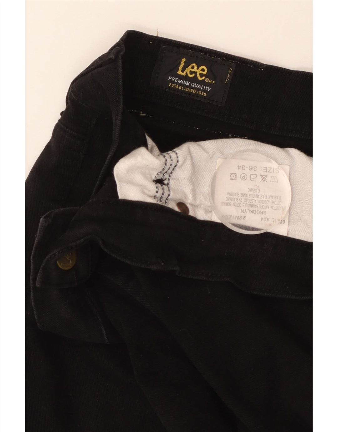 Lee Herren Brooklyn Straight Jeans W36 L28 Schwarze Baumwolle