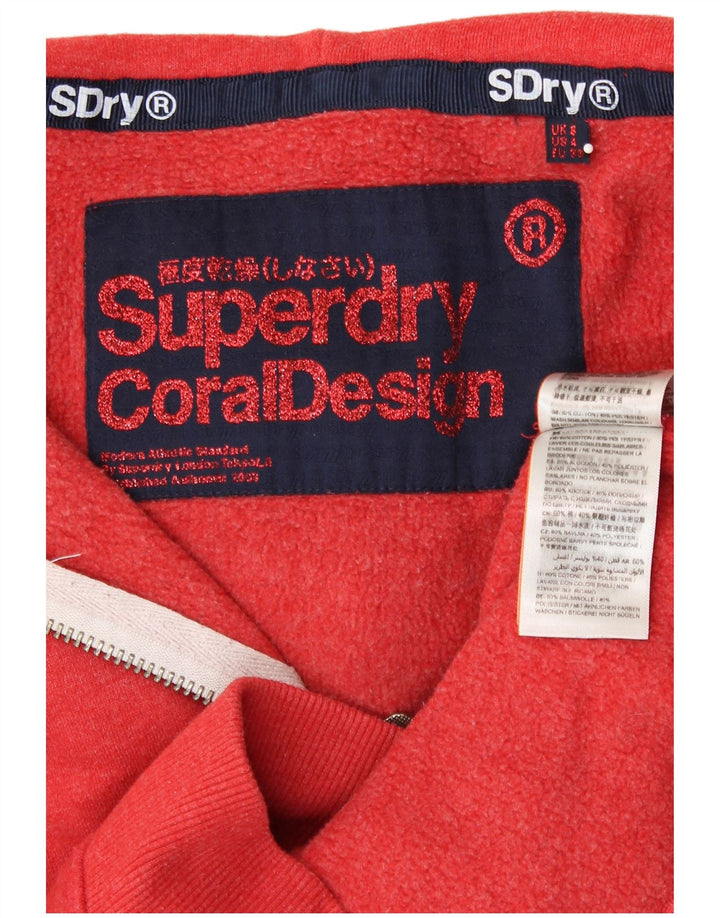 SUPERDRY Damen-Kapuzenpullover mit grafischem Reißverschluss, Gr. 8, Orange, Baumwolle