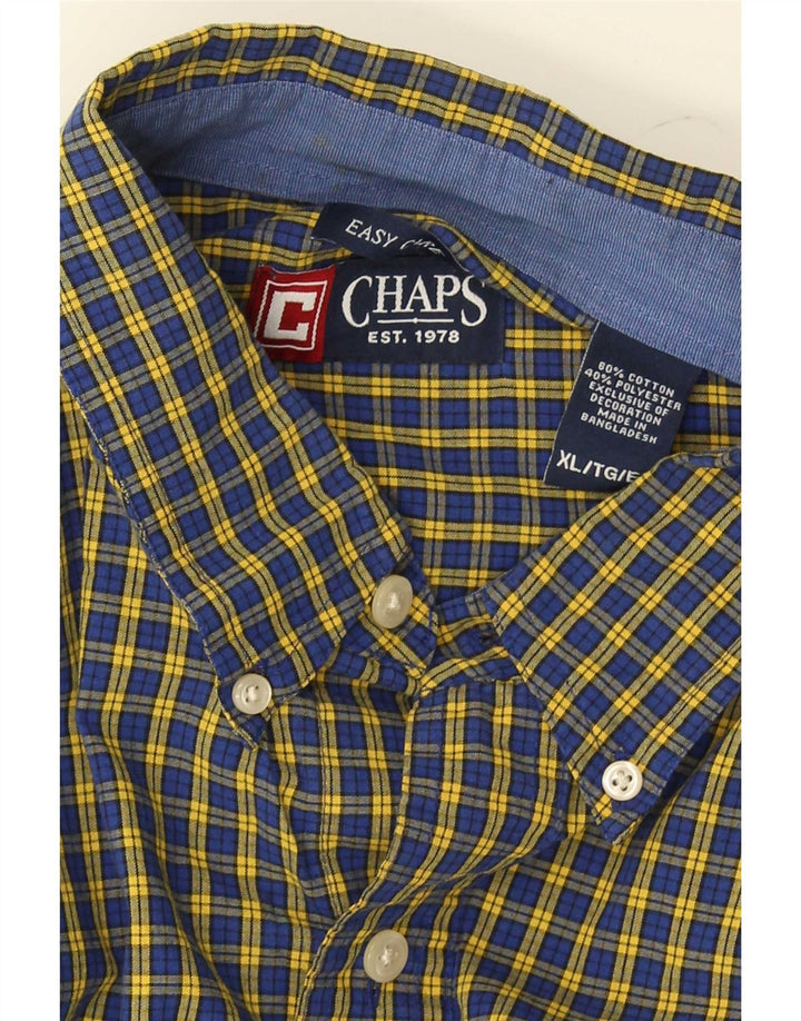 Chaps Herrenhemd XL, blau kariert, Baumwolle
