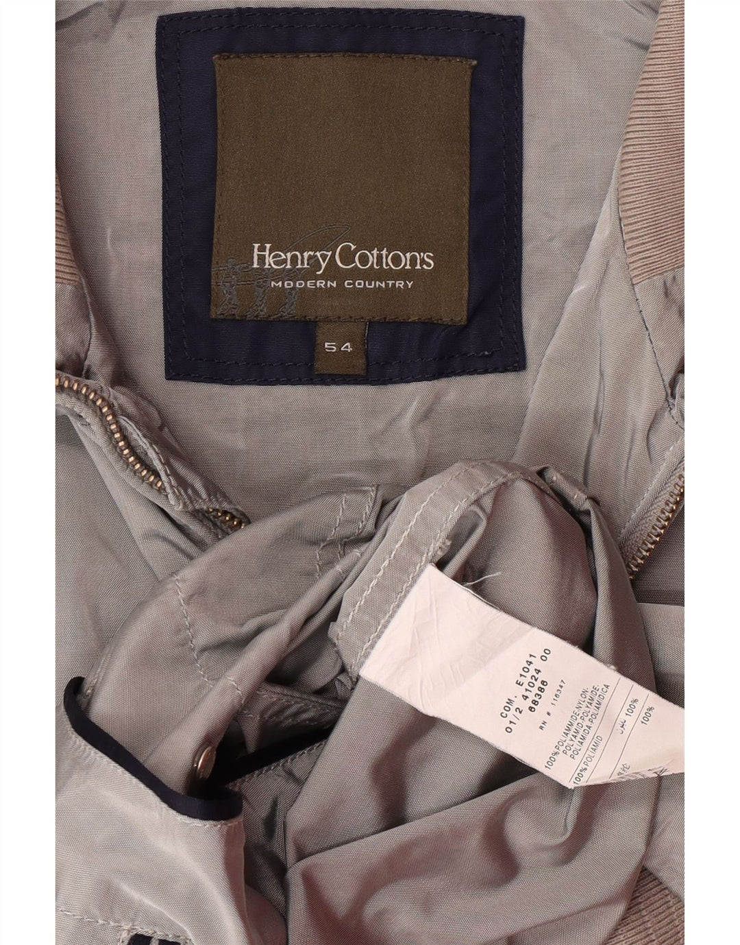 HENRY COTTONS Mens Bomber Jacket IT 54 2XL Grey Polyamide