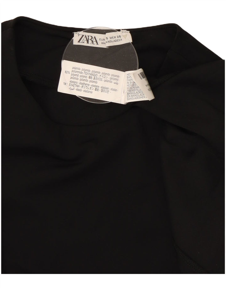 ZARA Damen Ärmelloses Maxikleid UK 10 Small Schwarz Polyamid