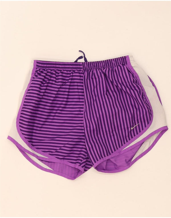 Nike Damen Dri Fit Sport Shorts UK 8 Small Lila gestreift Polyester