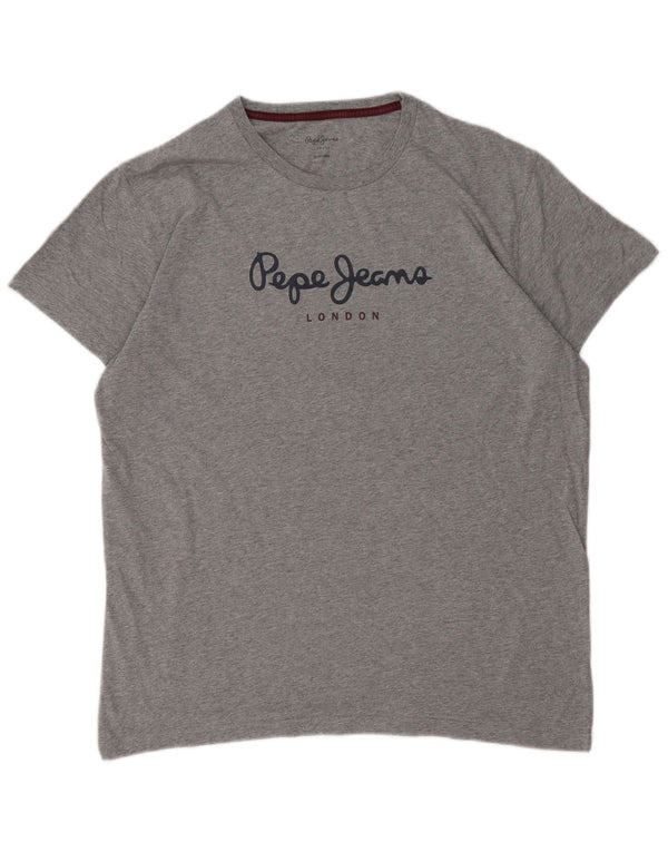 PEPE JEANS Damen Regular Graphic T-Shirt Top UK 18 XL Grau