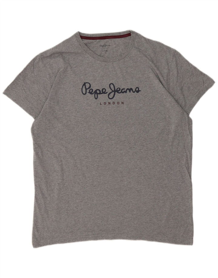 PEPE JEANS Damen Regular Graphic T-Shirt Top UK 18 XL Grau
