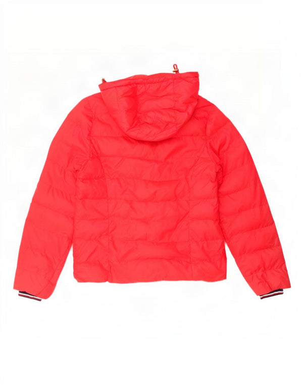 Tommy Hilfiger Wattierte Damenjacke mit Kapuze, UK 14, Mittelrot, Polyamid