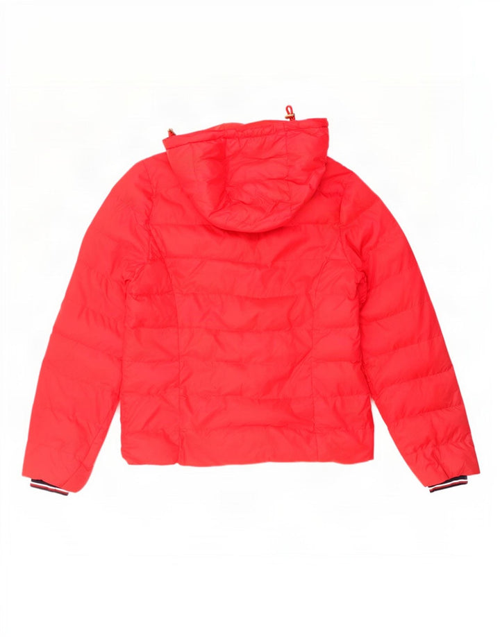 Tommy Hilfiger Wattierte Damenjacke mit Kapuze, UK 14, Mittelrot, Polyamid