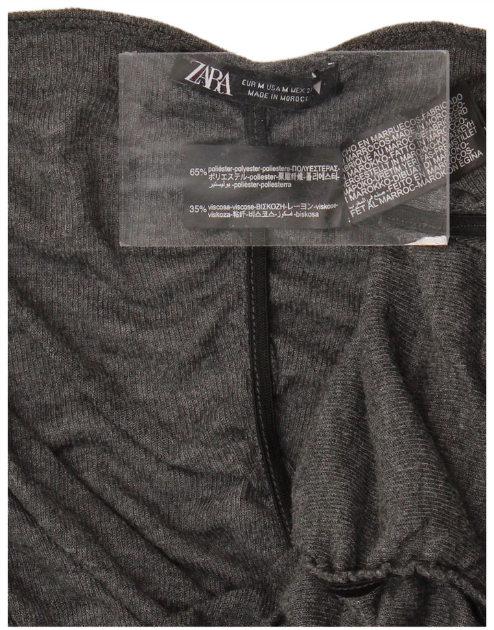 ZARA Damen Blusenoberteil UK 12 Mittelgraues Polyester