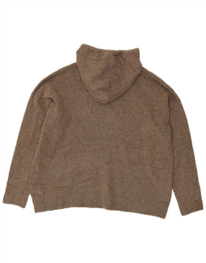 Zara Damen-Pullover mit Kapuze, übergroß, UK 14, Mittelbraun, Polyester