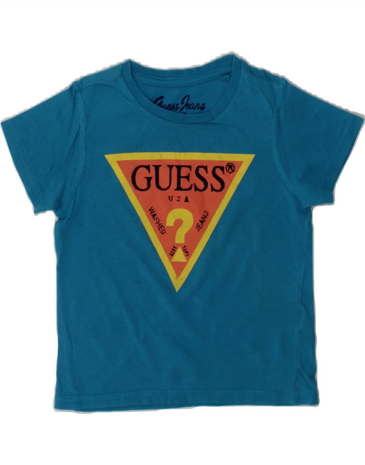 GUESS Boys Graphic T-Shirt Top 2-3 Years Blue Cotton Vintage Guess and Second-Hand Guess from Messina Hembry 