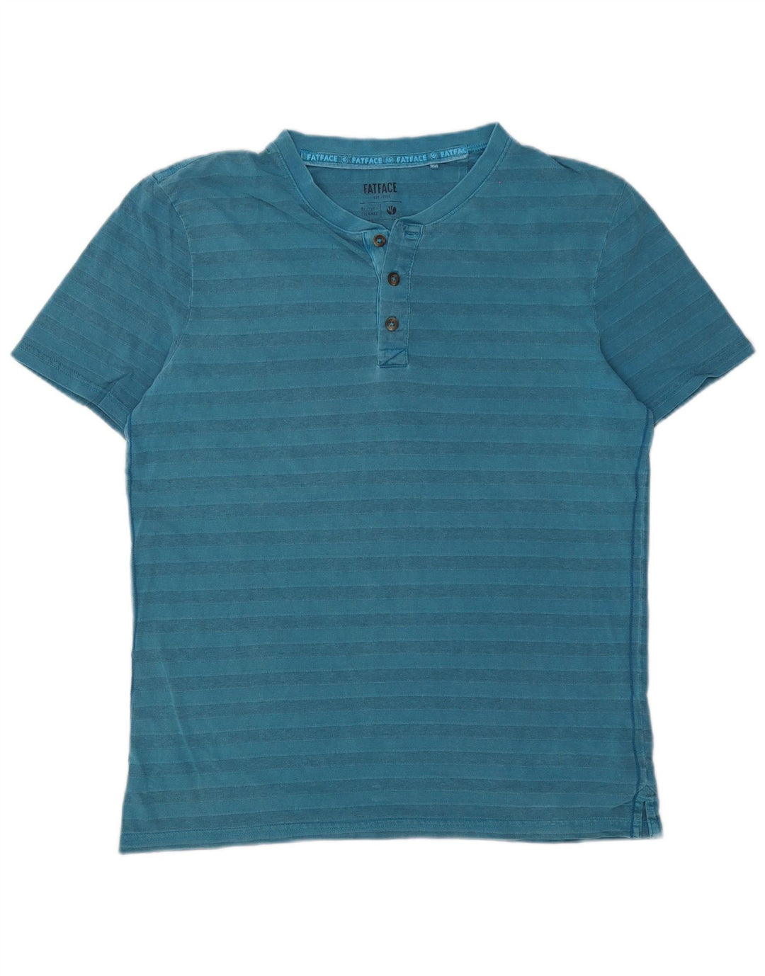Fat Face Herren-T-Shirt-Oberteil aus mittelblauer, gestreifter Baumwolle