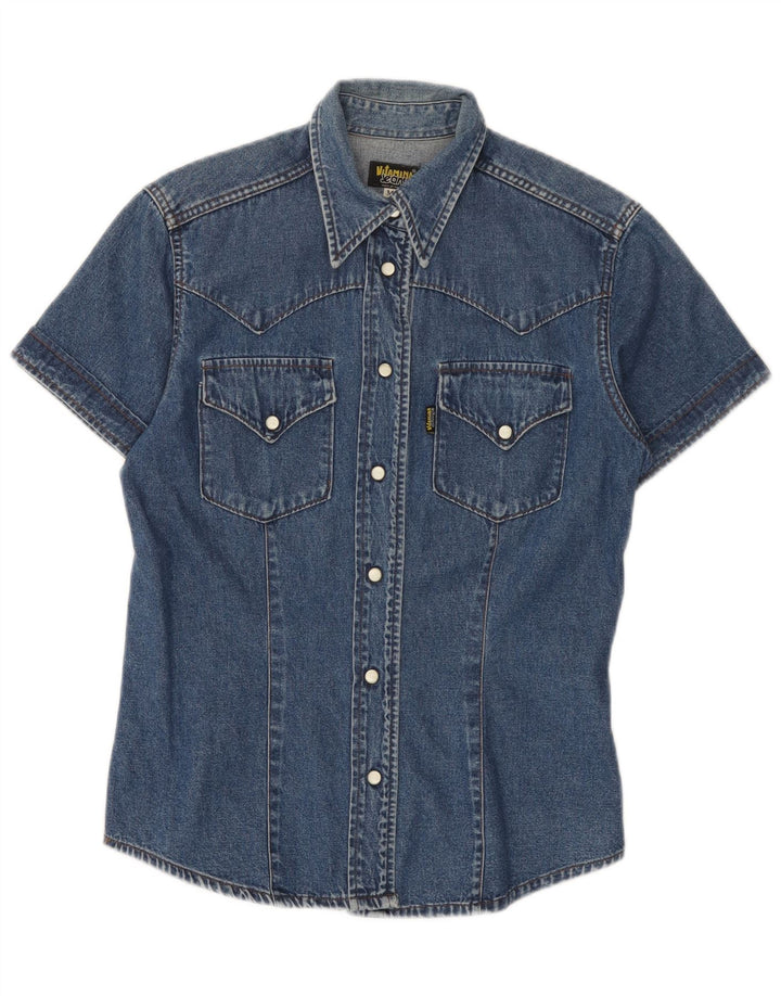 Vitamina Damen Kurzarm-Jeanshemd UK 14 Mittelblau