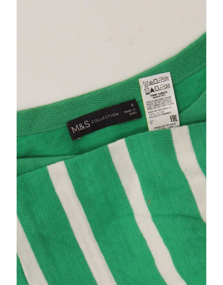Marks & Spencer Damen-Oberteil in Übergröße, 3/4-Ärmel, UK-Größe 8, klein, grün gestreift
