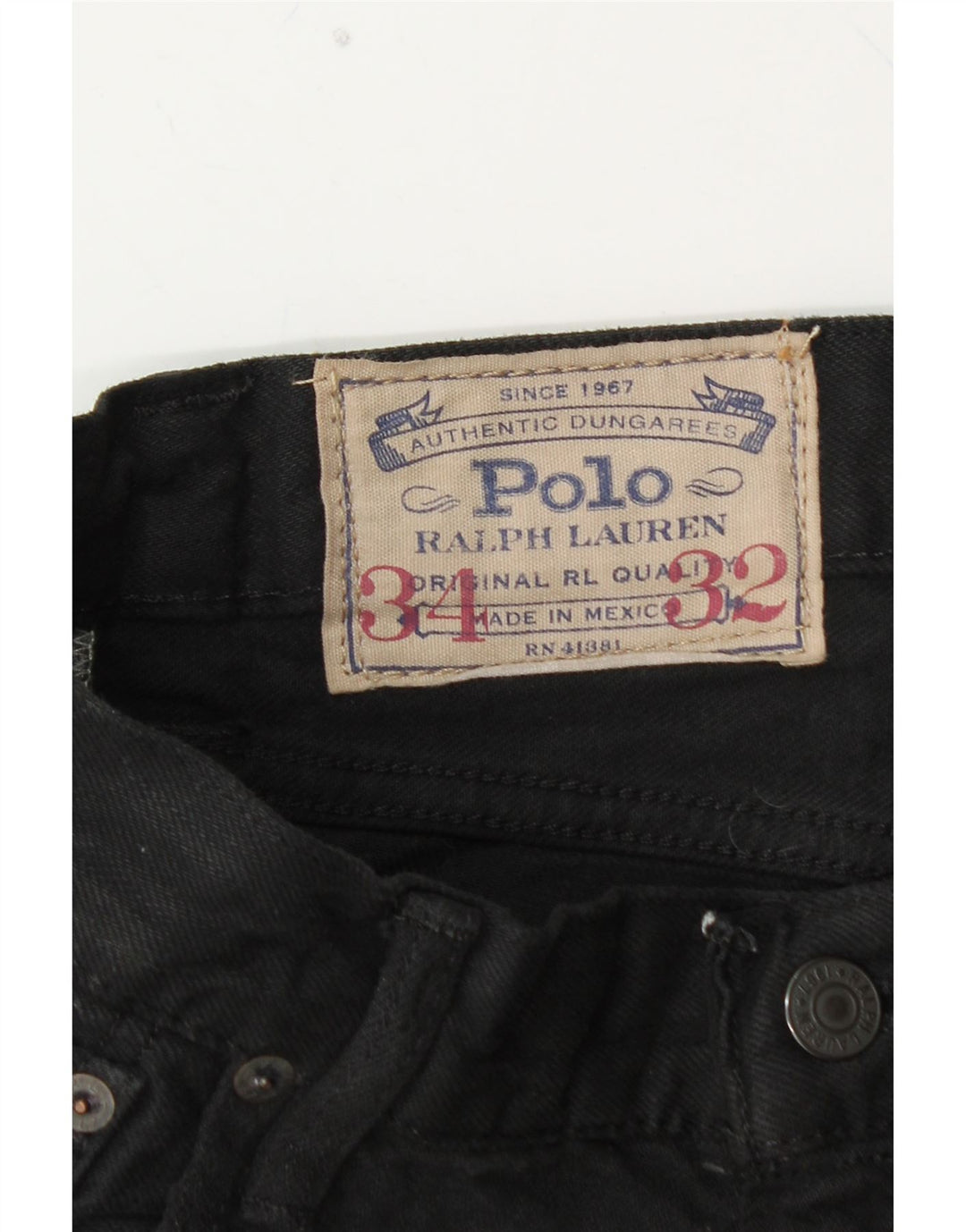 POLO RALPH LAUREN Gerade Freizeithose für Herren, W34, L32, schwarze Baumwolle