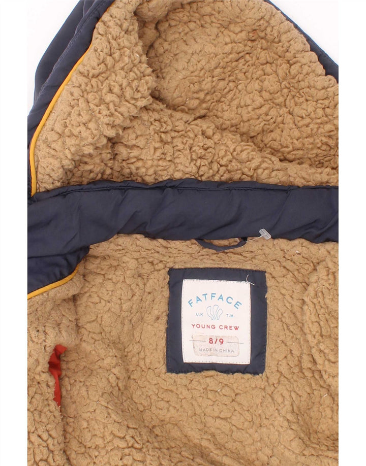 Wattierte Jacke mit Kapuze für Jungen von Fat Face, 8–9 Jahre, grünes Farbblock-Polyester