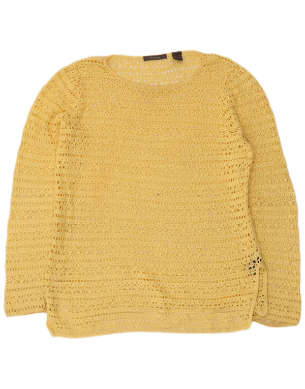 Liz Claiborne Damen-Pullover mit durchsichtigem U-Boot-Ausschnitt, Gr. 14, mittelgelb
