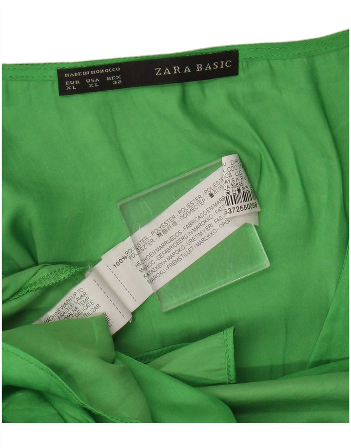 Zara Damen ärmelloses Blusenoberteil UK 18 XL Grün Polyester