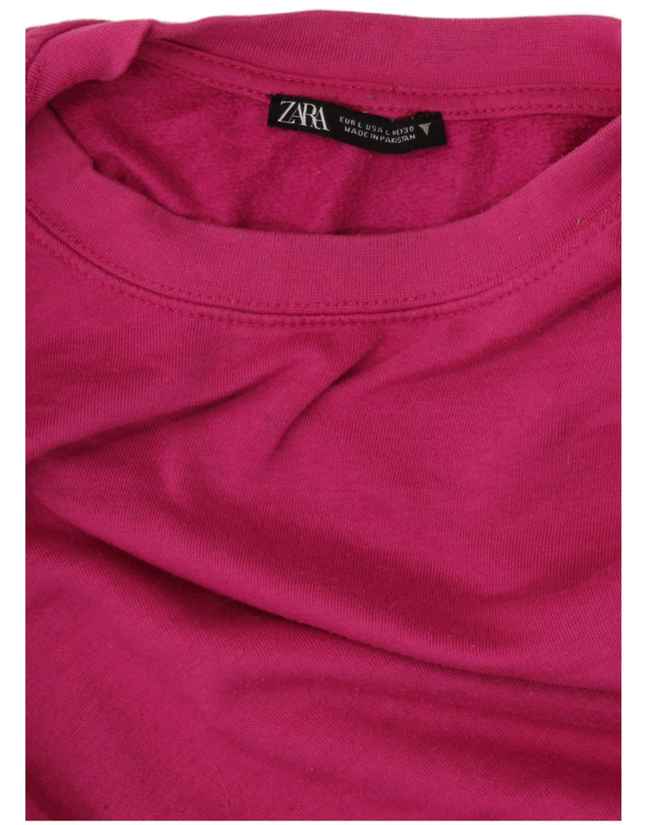 ZARA Damen-Oversize-Sweatshirt-Pullover, Gr. 42, Größe L, Rosa