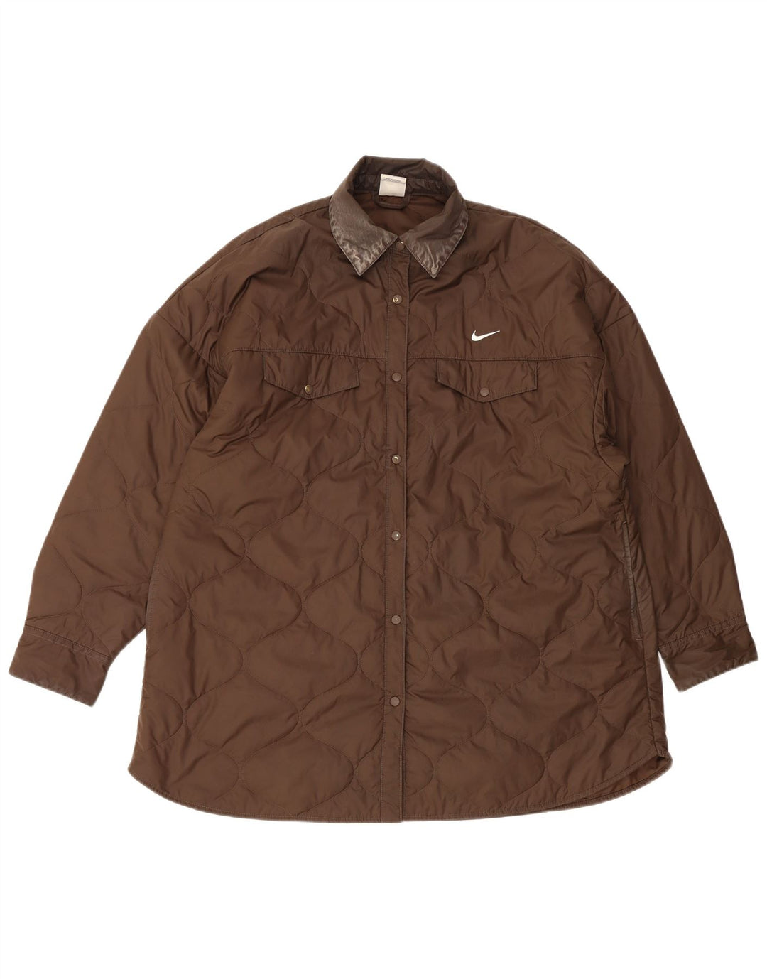 Nike Damen Übergroße Steppjacke UK 16 Large Braun Polyester
