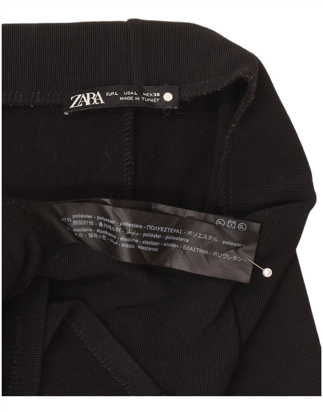 Zara Damen Midirock mit hoher Taille, Größe L, W30, Schwarz, Polyester