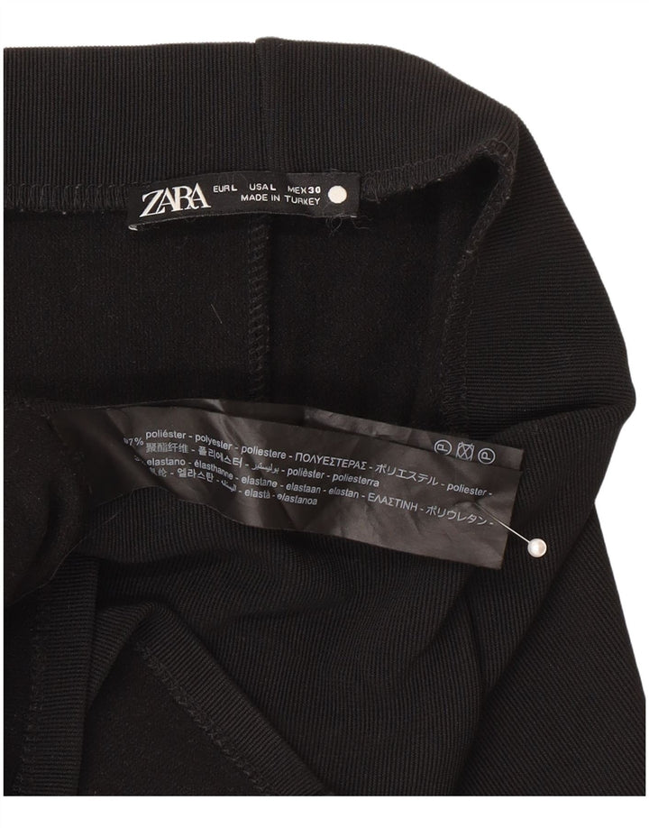 Zara Damen Midirock mit hoher Taille, Größe L, W30, Schwarz, Polyester