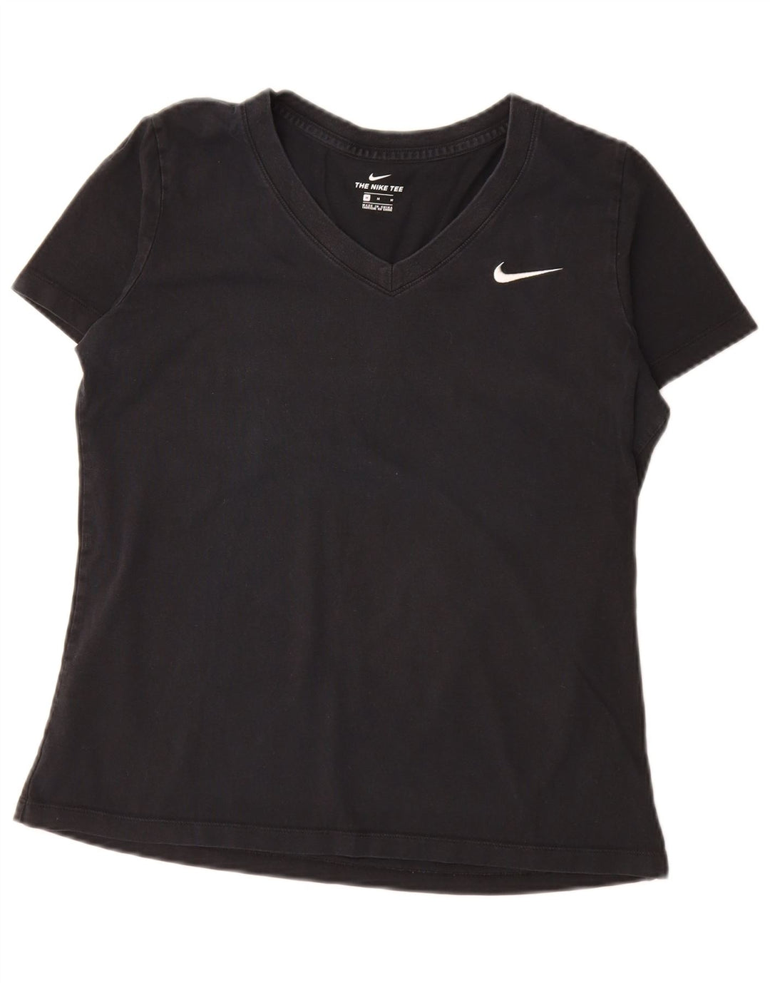 Nike Damen T-Shirt Top UK 14 Medium Schwarz Baumwolle