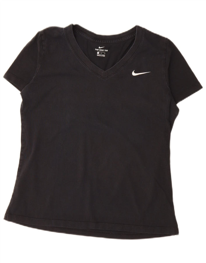 Nike Damen T-Shirt Top UK 14 Medium Schwarz Baumwolle