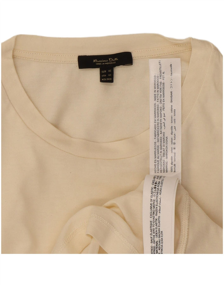 Massimo Dutti Damen Top Langarm UK 6 XS Weiße Baumwolle