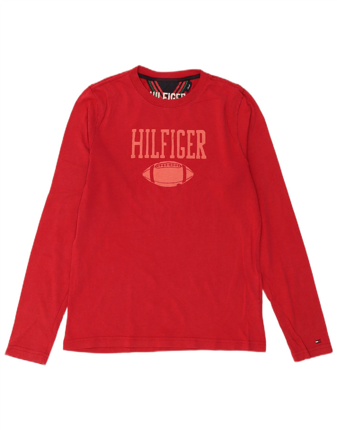Tommy Hilfiger Herren-Oberteil mit Grafik, langärmlig, klein, rot, Baumwolle