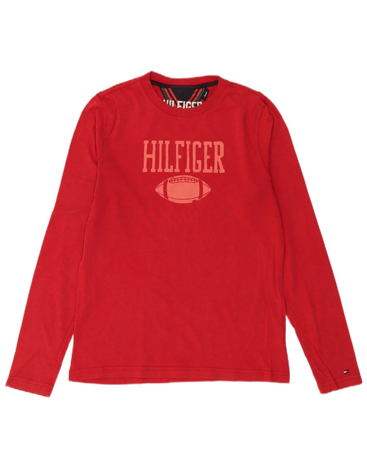 Tommy Hilfiger Herren-Oberteil mit Grafik, langärmlig, klein, rot, Baumwolle