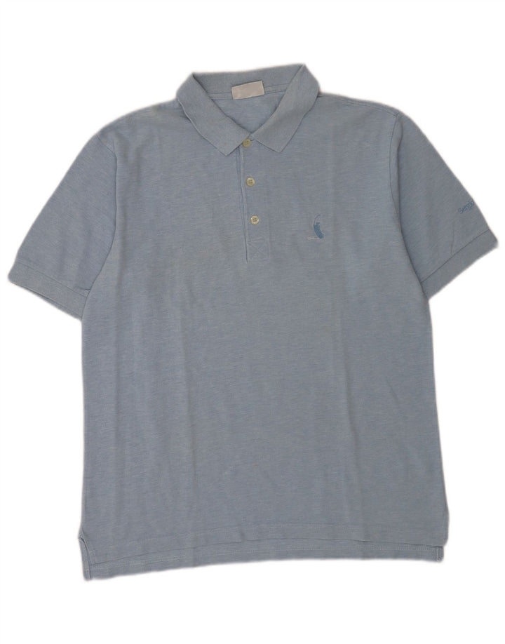 Sergio Tacchini Herren Poloshirt IT 50 mittelblau gefleckte Baumwolle