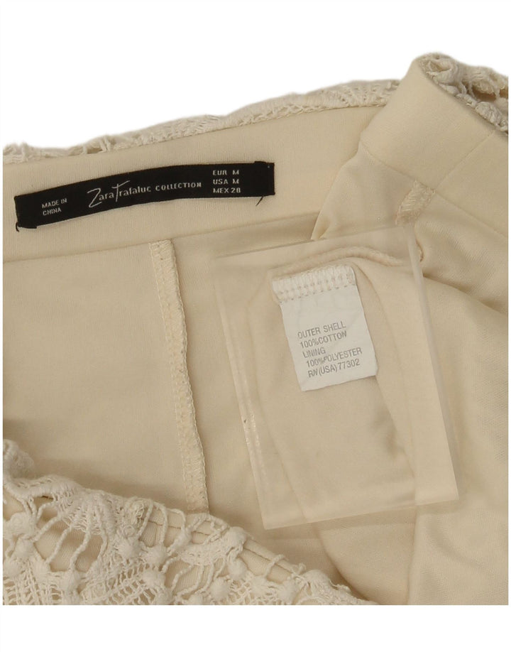 Zara Damen Spitzen-Hotpants Medium W28 Beige Baumwolle